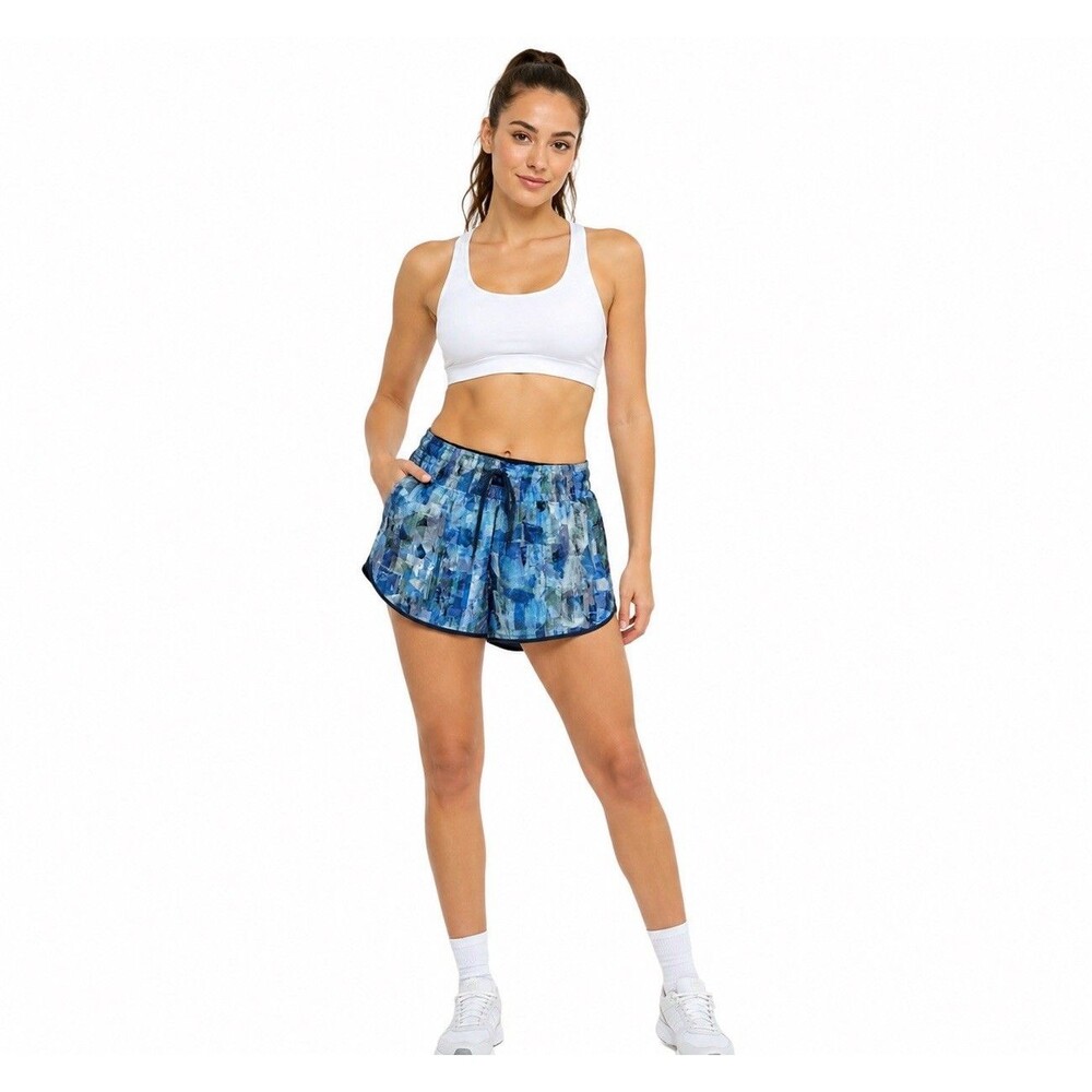 Lululemon Choose A Side Reversible Shorts 3” Blue Abstract Print Size 4 Y2K Gym